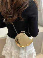 Glossy Gold Oval Clutch - Image 2