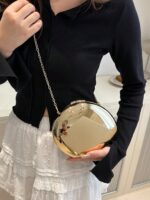 Glossy Gold Oval Clutch - Image 3