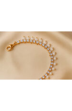 Crystal & Pearl Drop Anklet - Image 2