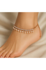 Crystal & Pearl Drop Anklet